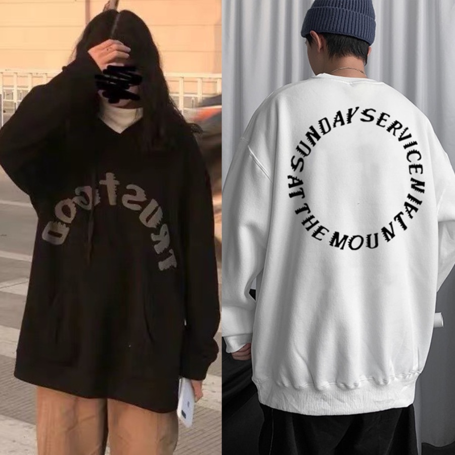 Áo Nỉ Sweater Trust God, Áo Hoodie Chất Nỉ Bông Dày Dặn Form Rộng Phong Cách Basic Stress Style