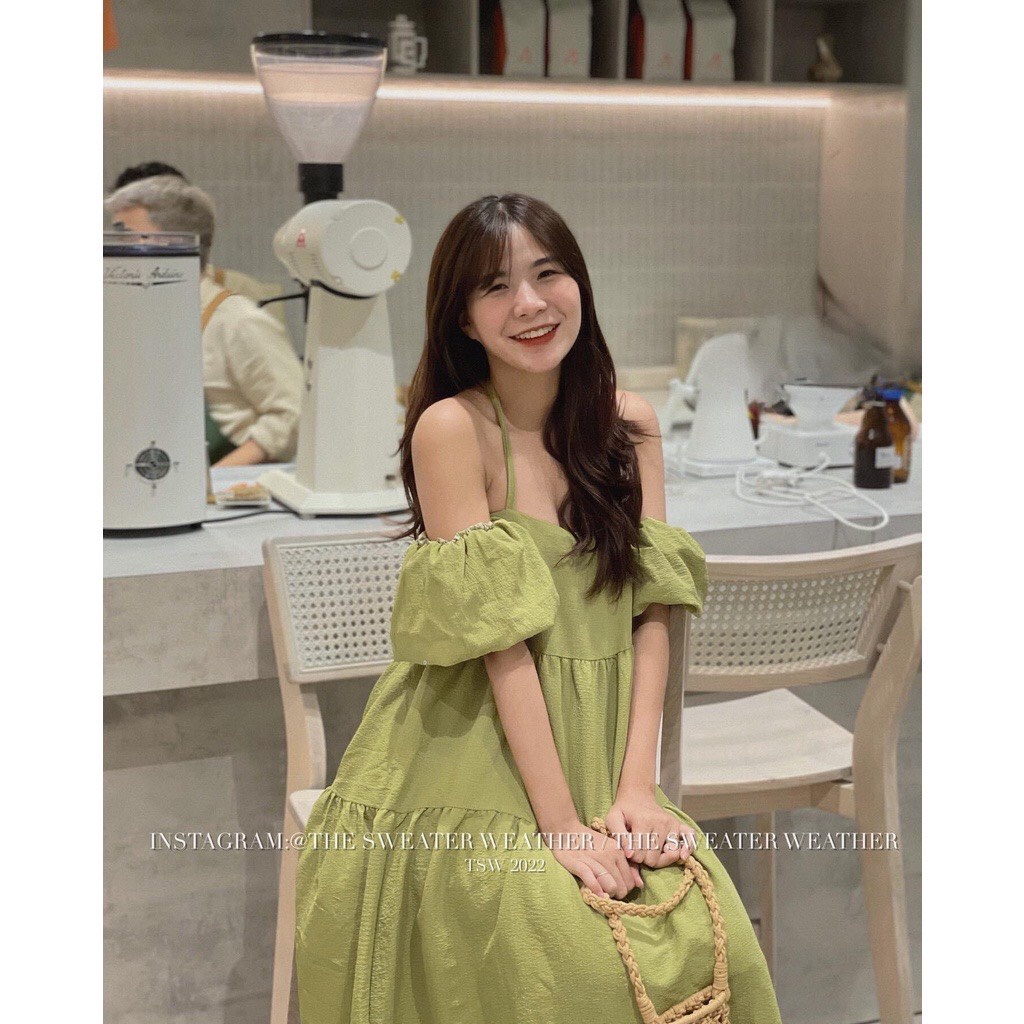 Váy Maxi 2 dây tay rời dáng babydoll chất đũi mặc được 4 kiểu phom suông màu đen xanh cốm trắng