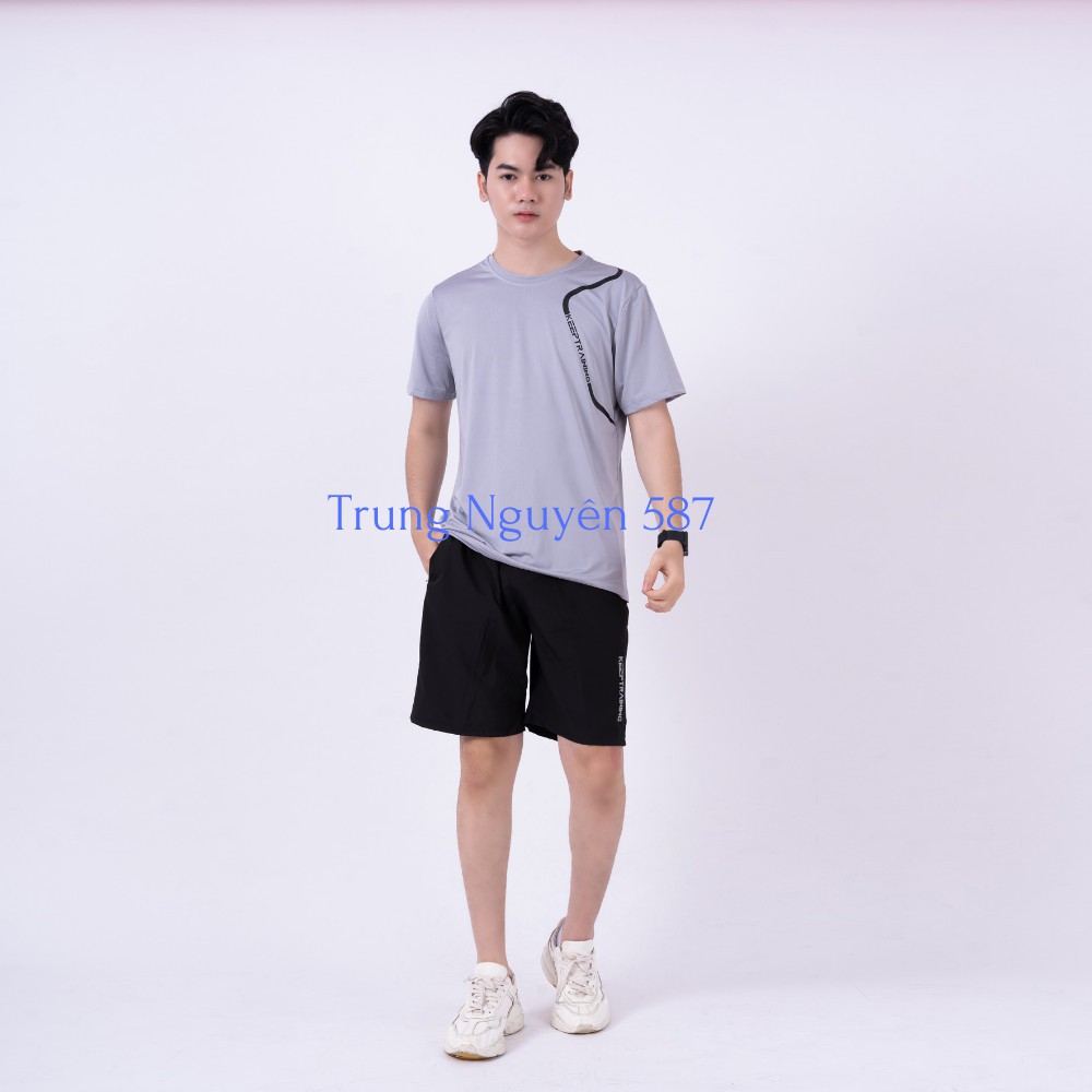 Bộ Thể Thao nam tập gym KEEP TRAINING chất thun lạnh co dãn 4 Chiều Cao Cấp | BigBuy360 - bigbuy360.vn