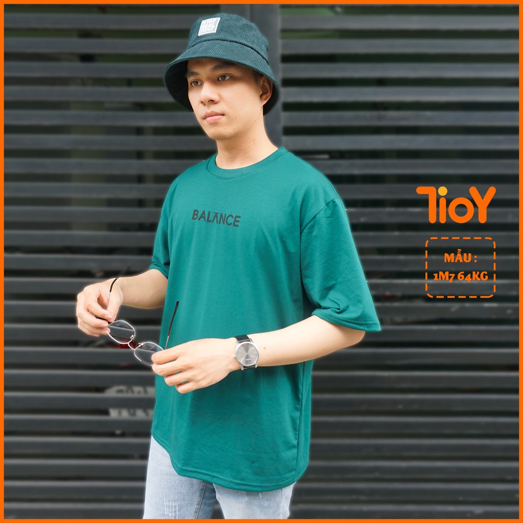 Áo Phông Nam Nữ TIOY Tay Lỡ Form Rộng BALANCE Cổ Tròn Freesize