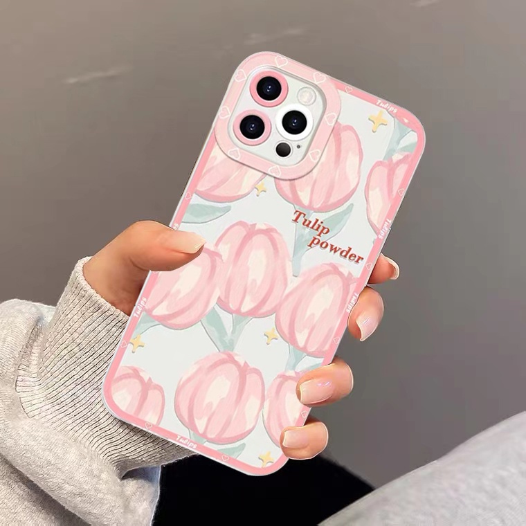 Ốp Điện Thoại Silicon Tpu Mềm Trong Suốt Hình Hoa Tulip Cho iPhone 6 6s 7 8 plus XR X XS max 11 12 13 pro max SE 2020 13Mini