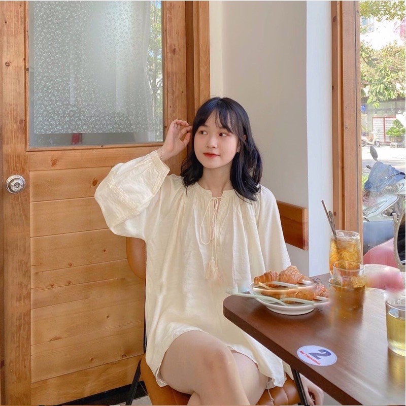 Áo sơ mi cổ chuông Vintage - áo sơ mi Quảng châu