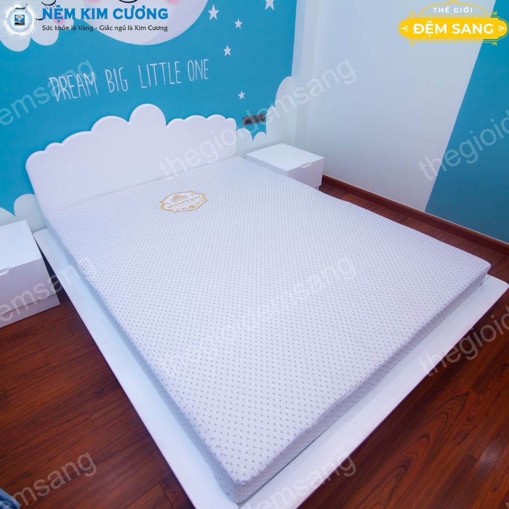 Nệm cao su non than hoạt tính WINNIES GREY chính hãng đệm Kim Cương chất lượng tốt giá rẻ thoáng mát dùng bốn mùa CS108