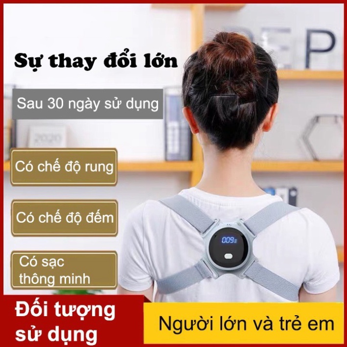HÀNG CHUẨN - BH 24 tháng  Đai chống gù lưng Nhật Bản cao cấp Pose cảm biến rung thông minh có màn hình hiển thị
