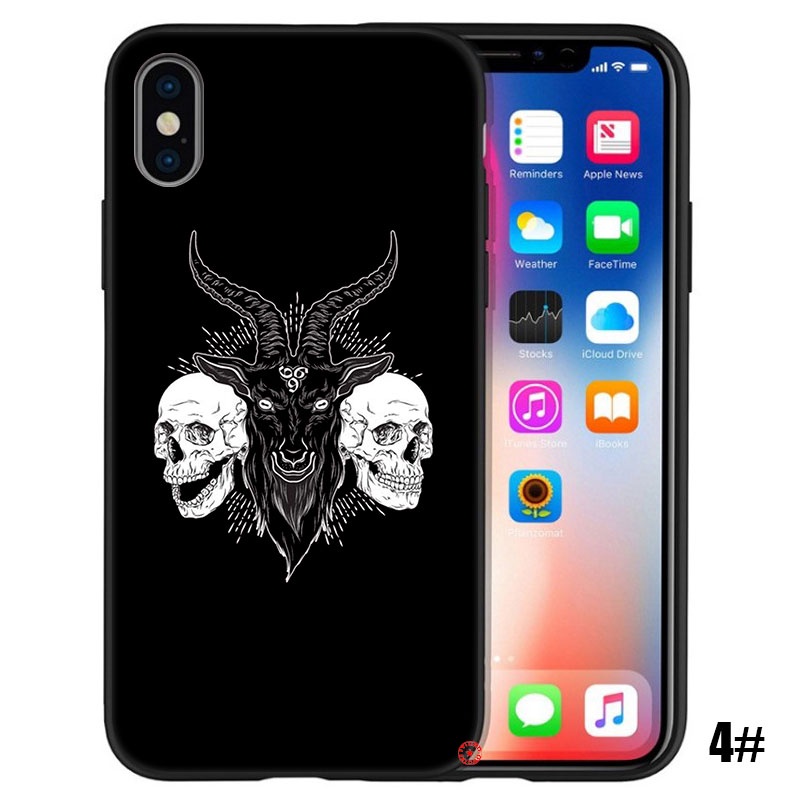 Ốp Điện Thoại Họa Tiết Đầu Lâu Và Đầu Dê Satan Cho iPhone 12 13 Pro X XS Max Mini EE28