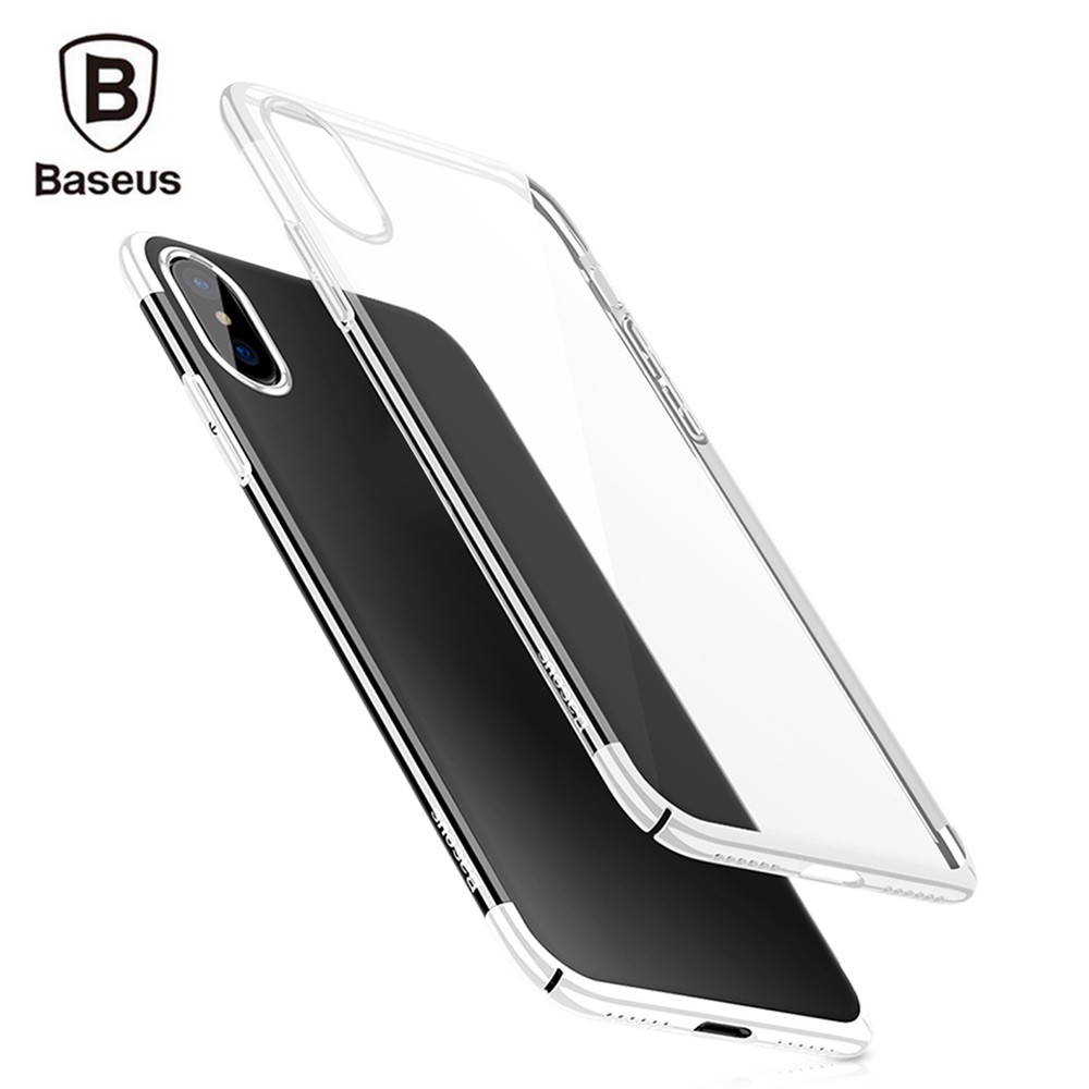 Ốp lưng Iphone X trong suốt viền màu Glitter chính hãng Baseus