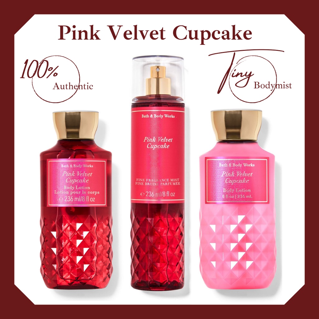 Bộ sản phẩm xịt thơm toàn thân bodymist Bath & Body Works: Pink Velvet Cupcake 36ml- 236ml