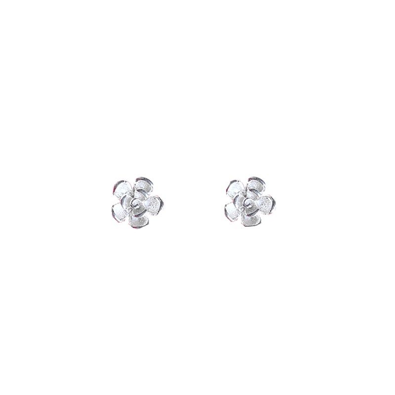 Đôi bông tai bạc 925 mặt hình hoa 3d chống dị ứng