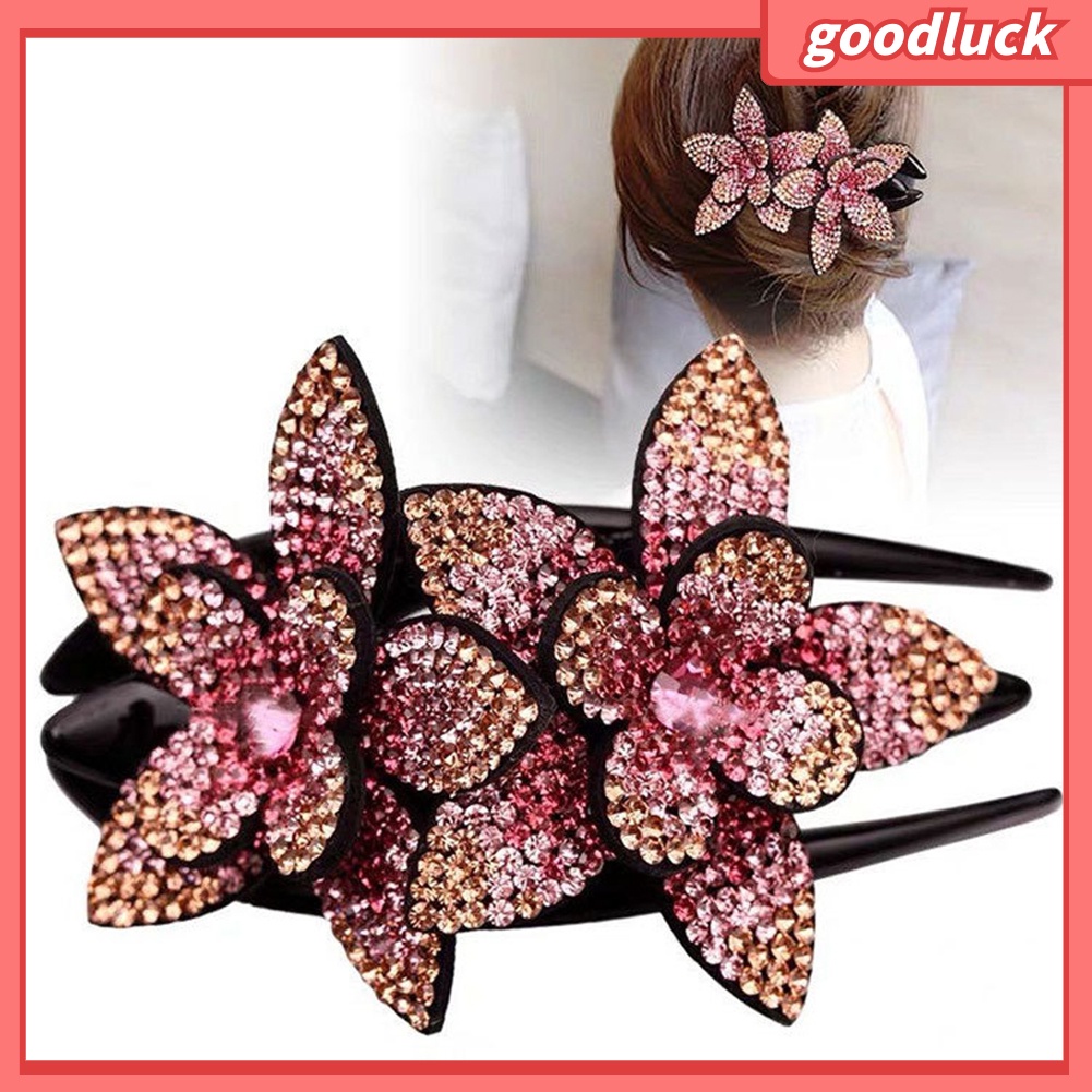 Kẹp tóc hình hoa đính kim cương giả thời trang sang trọng cho nữ