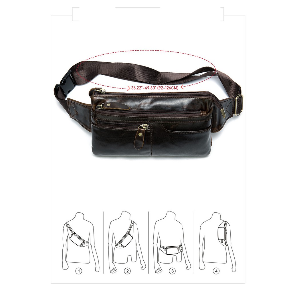 Túi đeo chéo nam HUTALEATHER nhiều ngăn tiện dụng thời trang nam tính VNA28