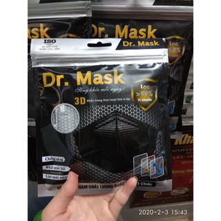 1túi/3 cái Khẩu trang 3D than hoạt tính 4 lớp CAO CẤP Dr. Mask - đồ ăn vặt