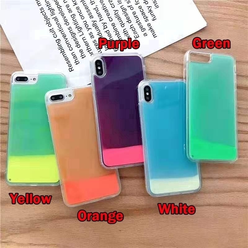 Ốp lưng cát chảy màu neon cho IPhone 6s 7 8 Plus X XS Max XR