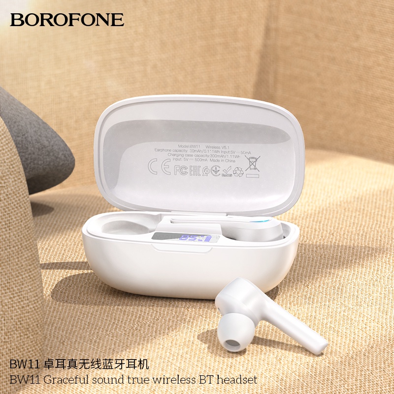 Tai nghe bluetooth không dây Borofone BW11 có bảng led báo dung lượng và âm lượng hàng chính hãng pin trâu