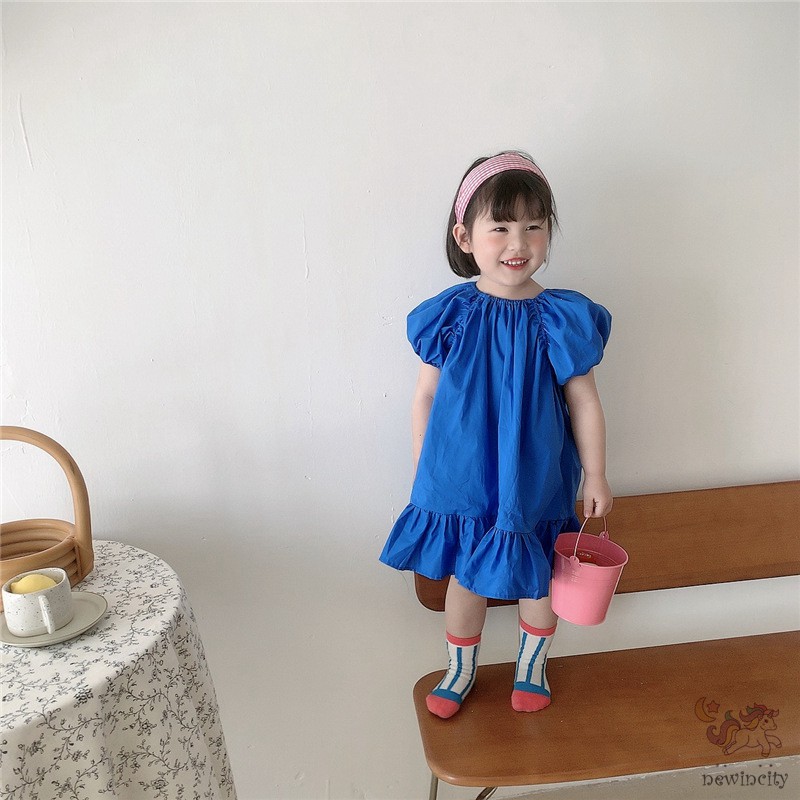 Đầm công chúa tay phồng phong cách mùa hè Hàn Quốc cho bé gái