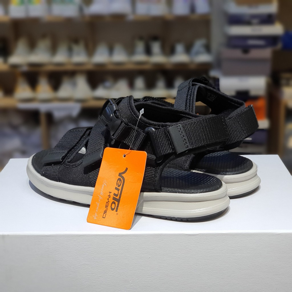 Sandal Vento nam nữ SD-NB03 Black (đen ghi), sandal cổ cao cá tính, có quai bấm