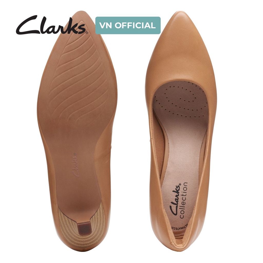 Giày Cao Gót 4.5cm Da Nữ Clarks Shondrah Jade màu Light Tan