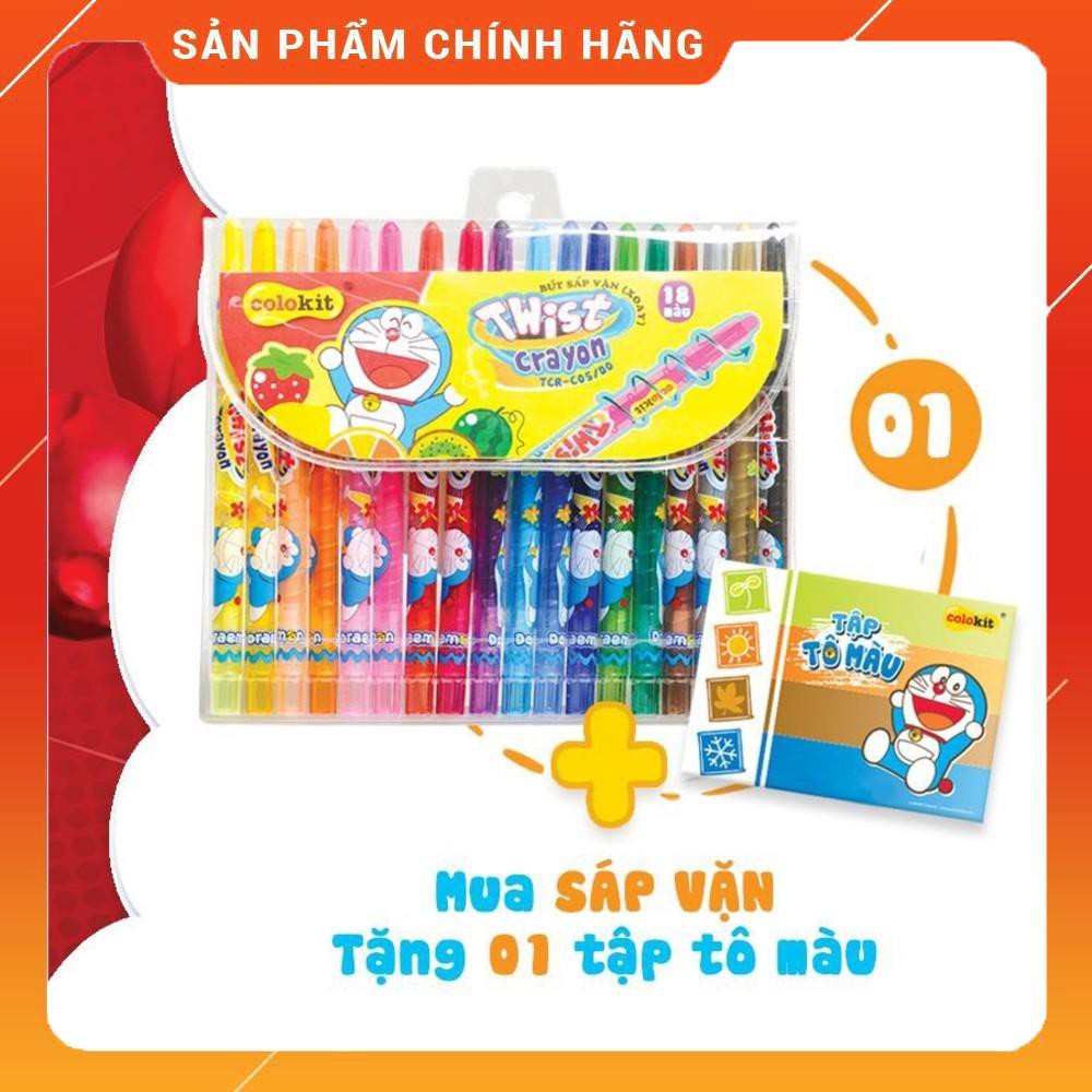 [Chính Hãng] BÚT SÁP VẶN 18 MÀU DORAEMON TCR-C05/DO