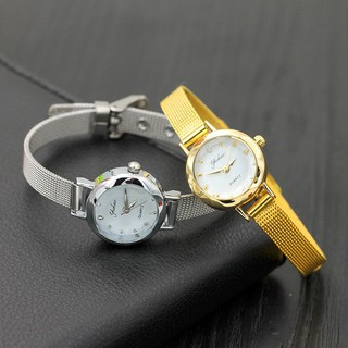 Đồng hồ nữ YUHAO mặt vát 3D dây thép lụa xinh xắn