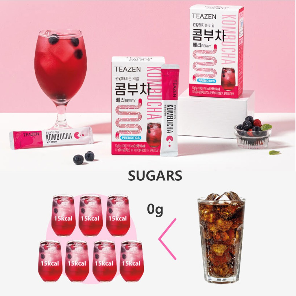 Trà lên men KOMBUCHA tốt cho sức khỏe hương chanh/berry/cam chanh/Quả đào 5g X 10T/30T