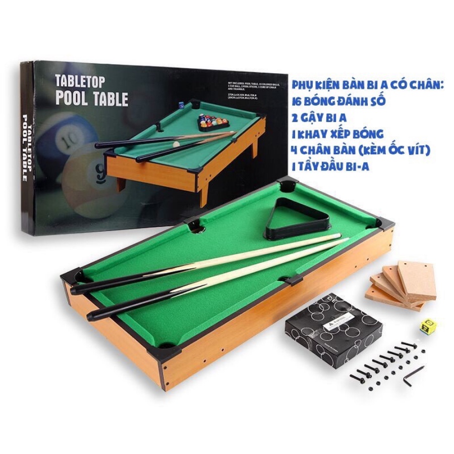 (Hàng sẵn) Đồ chơi bàn Bida mini gỗ Table Pool - Size lớn 69*37*17cm / nhỏ 52*31*9cm - Thư Viện Đồ Chơi