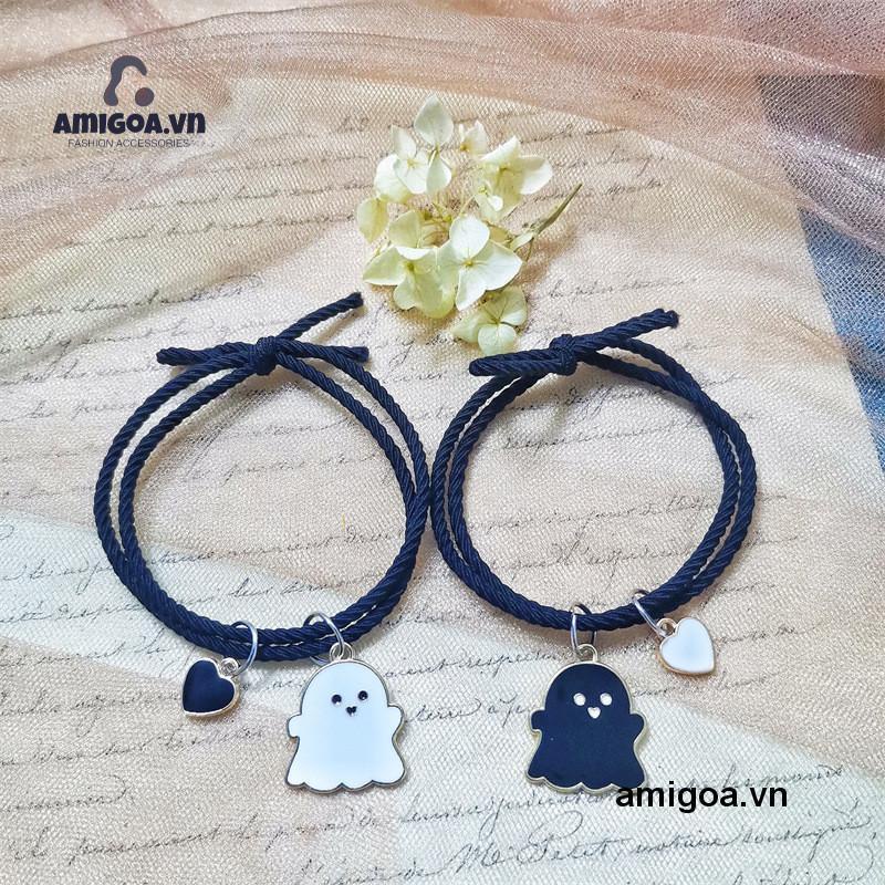 ✨✨Set 2 Vòng Tay Cặp Đôi Mặt Hình Ma Dễ Thương Có Thể Điều Chỉnh