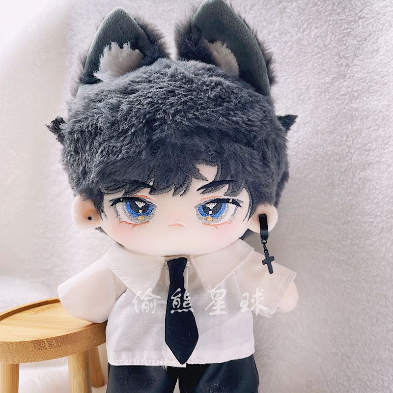 Bộ trang phục nam với cà vạt và khuyên tai cá tính thời trang cho búp bê nhồi bông 20cm