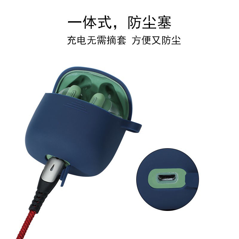 Vỏ bọc bảo vệ hộp sạc tai nghe không dây bluetooth TWS JBL TUNE 220 bằng silicone hoạt hình đáng yêu có móc khóa