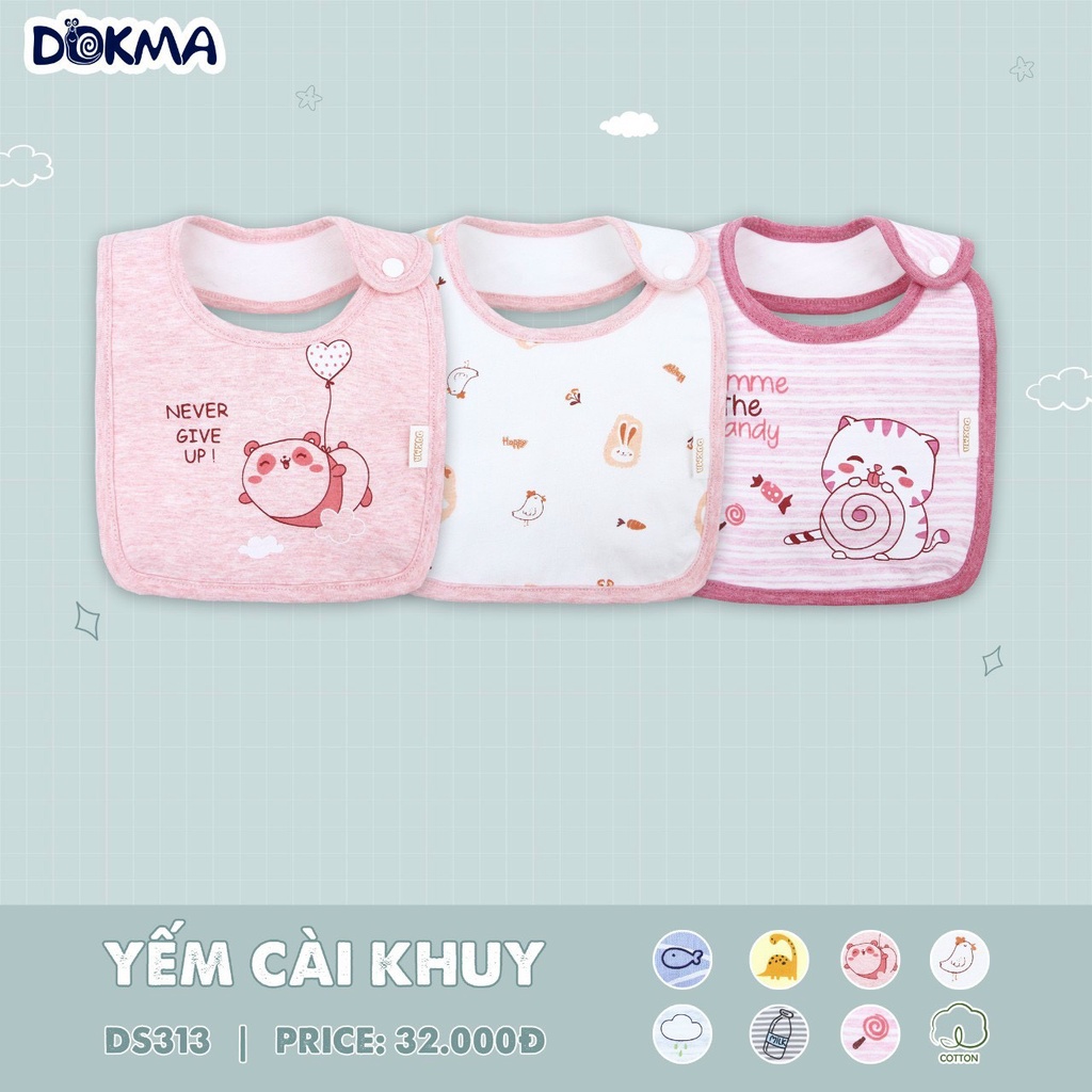 DOKMA Yếm vuông cotton bé trai bé gái DS313