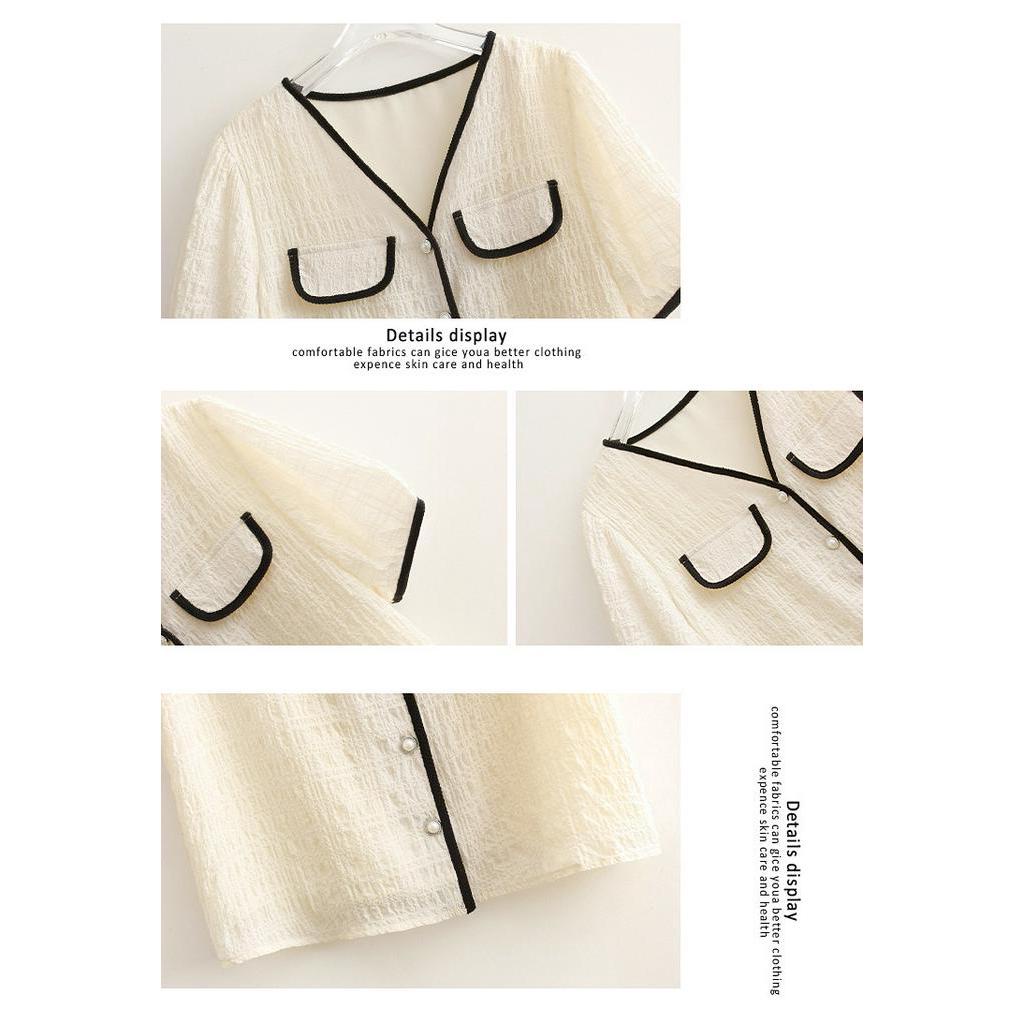 Áo Khoác Cardigan Cổ V Ngắn Tay Phối Nút Ngọc Trai Thời Trang Mùa Hè Dành Cho Nữ 6
