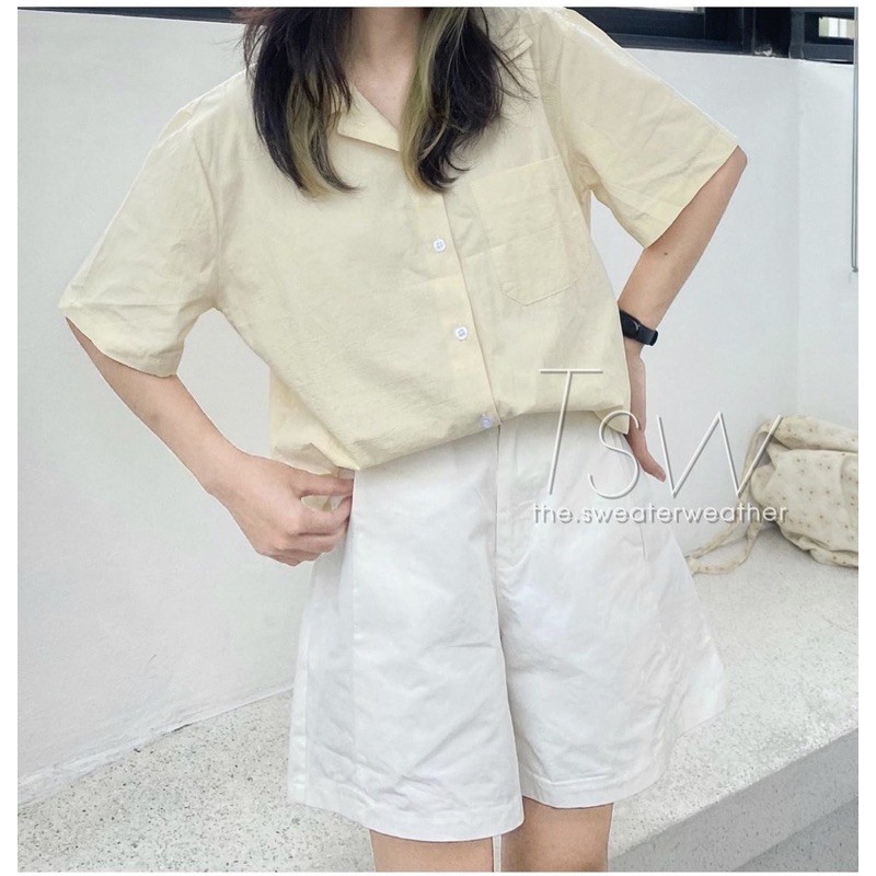 [Ảnh thật/Sẵn]Áo sơmi thô sần dáng oversize cộc tay hàng Quảng Châu | BigBuy360 - bigbuy360.vn