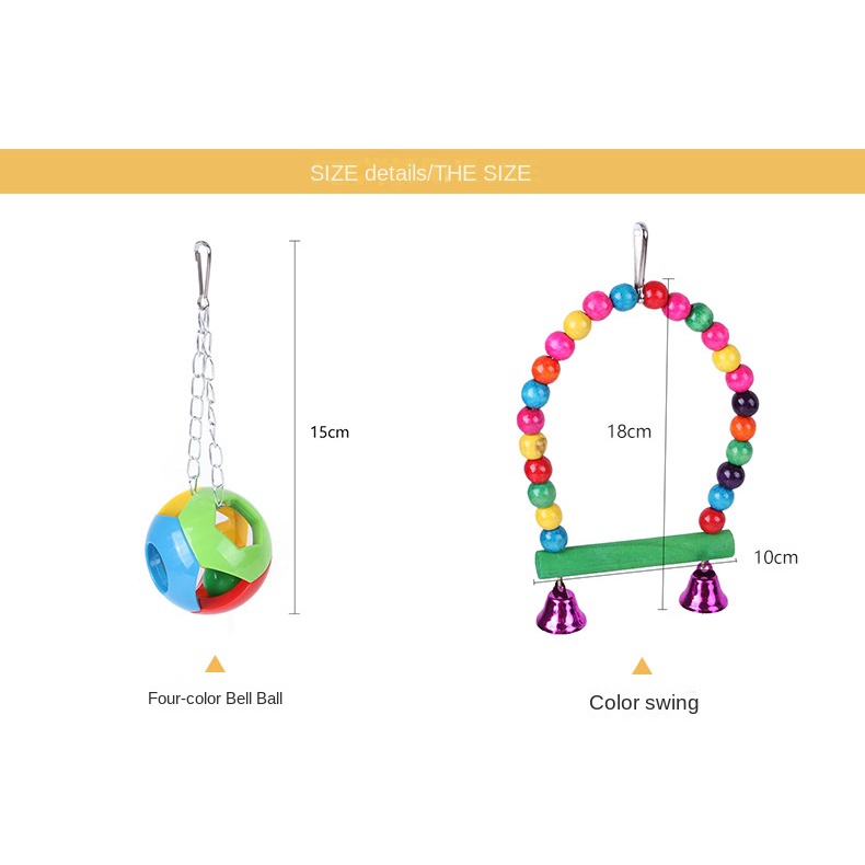 Bộ 10 Cầu Treo Đồ Chơi Màu Cầu Vồng Cho Vẹt