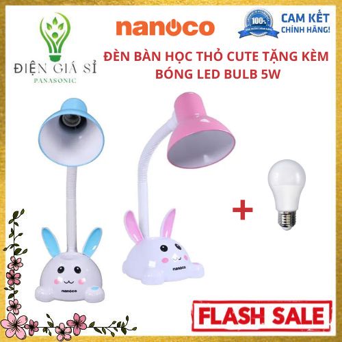 Đèn Bàn Học Thỏ Cute Chính Hãng Nanoco(NDKC01BE/ NDKC01P) Tặng Kèm Bóng Led 5w