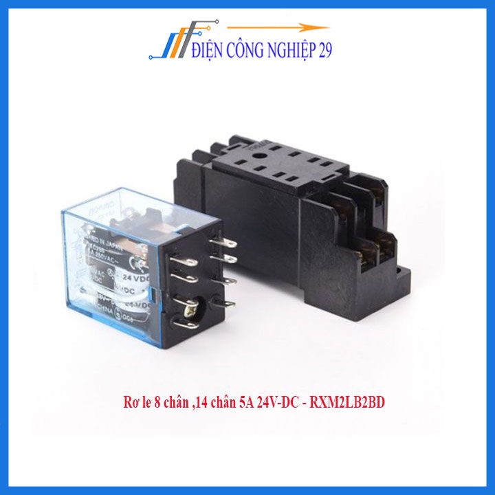 Rơ le trung gian rơle kiếng  24V  đế 8 chân 14 chân