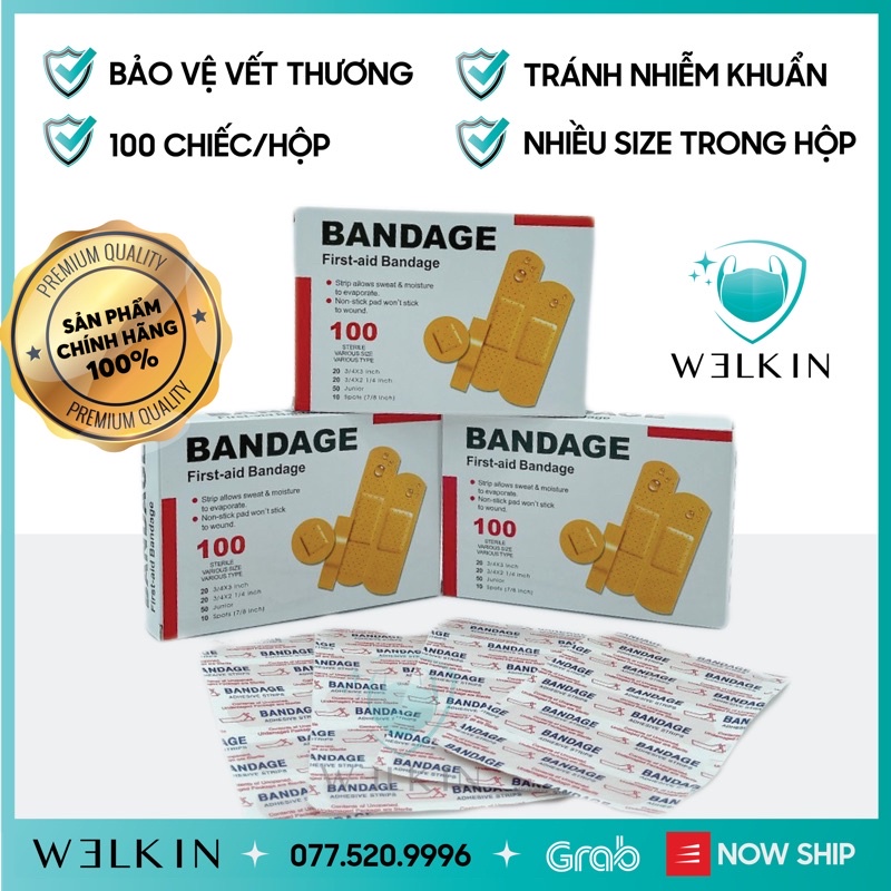 Hộp Băng URGO Băng Cá Nhân Hộp 100 miếng - Hàng Chuẩn