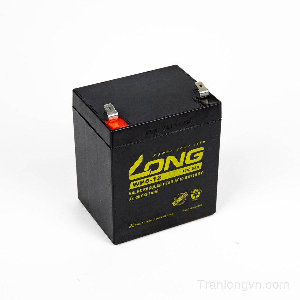 Ắc quy Long WP5-12; 12V-5Ah; acquy cho ups; acquy bộ lưu điện; acquy cửa cuốn