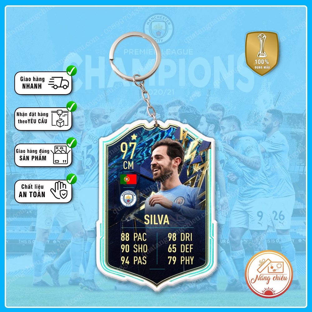 Móc Khóa Bernardo Silva, CLB bóng đá Manchester City ☘️MÓC KHÓA THẺ CẦU THỦ☘️