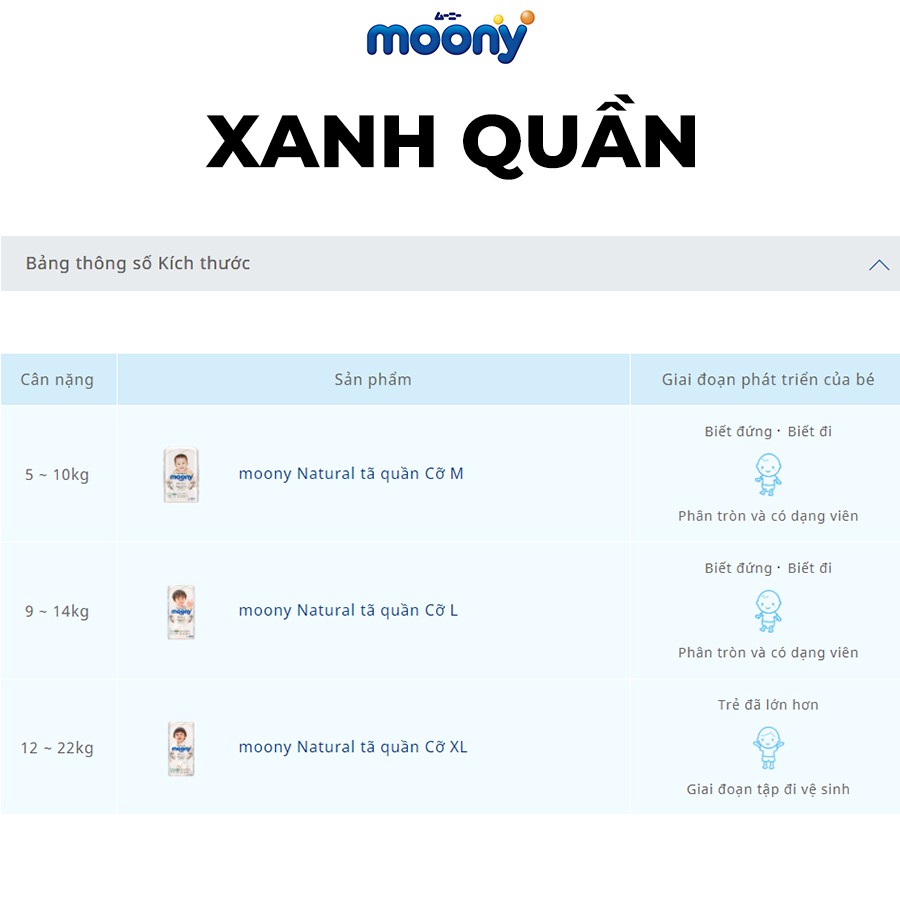 Bỉm  dán/quần Moony đủ size nb90/s84/m64/m58/l54/l44/xl38  – Ú Òa