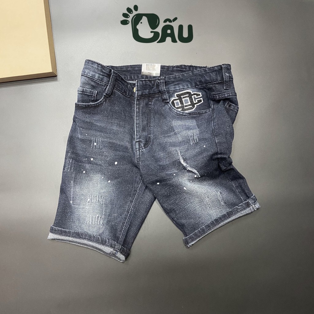 Quần short jean nam Gấu 194 vải jeans bò co dãn, mềm mịn form slimfit 206