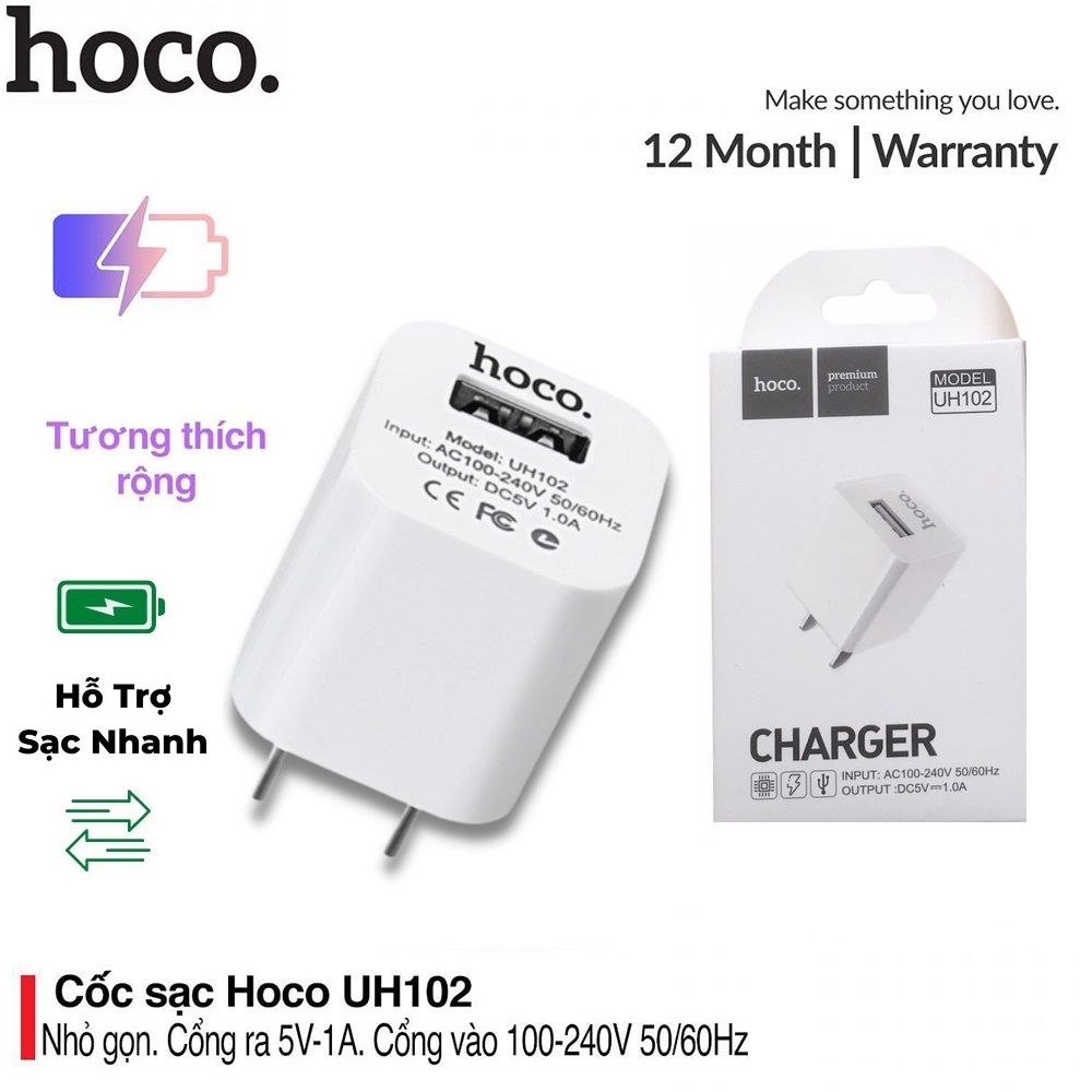 Củ sạc Hoco Uh102 sạc nhanh chính hãng cao cấp cho các loại điện thoại