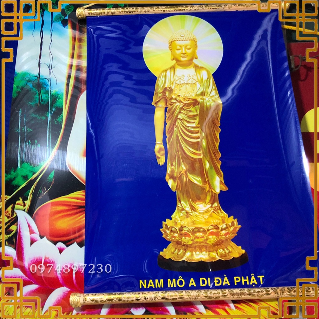 Tranh A Di Đà Phật Treo Tường Bản Đẹp Tại Gia kích thước 50*90cm Combo