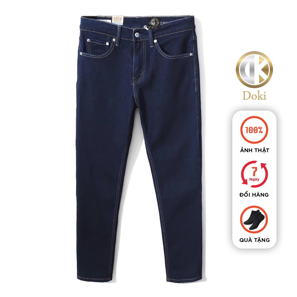 Quần Jean Nam Cao Cấp Xanh Tím Than Trơn Đẹp, Quần Bò Nam Chất Vải Co Giãn Thoải Mái, DOKI DK-10 ! #