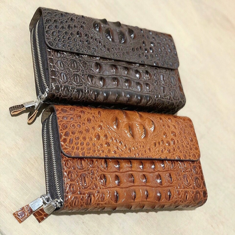 Ví Cầm Tay Da Bò Thật Dập Vân Cá Sấu Clutch Nam Cao Cấp Rẻ Đẹp - A&ESHOP 878998
