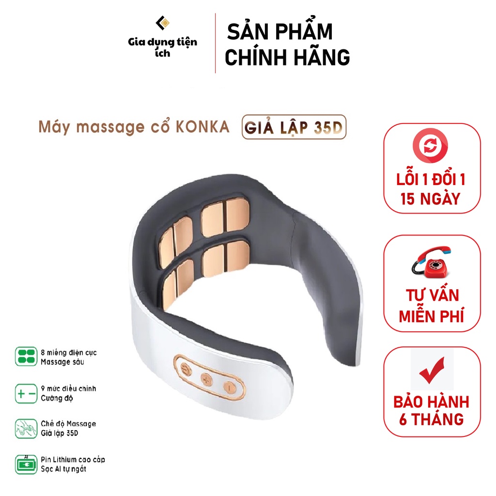 Máy Massage Cổ Vai Gáy KonKa đa chức năng, Máy massage cổ vai gáy, đốt sống cổ - T7019