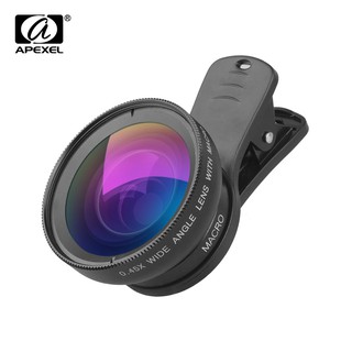 APEXEL APL-0.45WM Phone Lens Kit 0.45X Super Wide Angle & 12.5X Super Macro Lens HD Camera Lenses wi