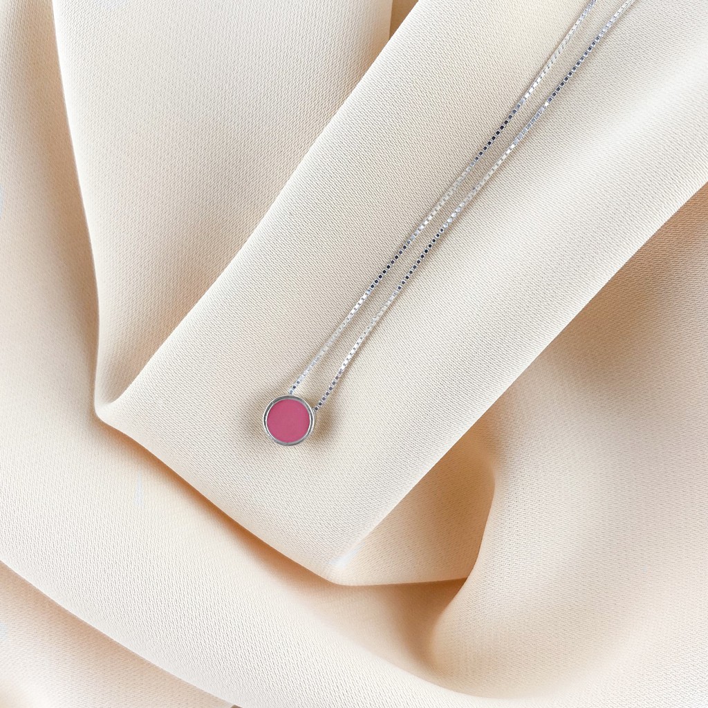 Dây chuyền nữ trang sức Bạc 925 SENYDA mặt hình tròn màu 6mm xỏ DC641