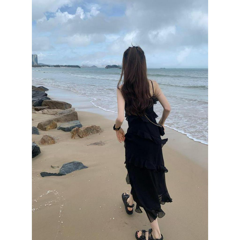 Đầm Hai Dây Dáng Dài Phối Bèo Phong Cách Thời Trang Mới 63722