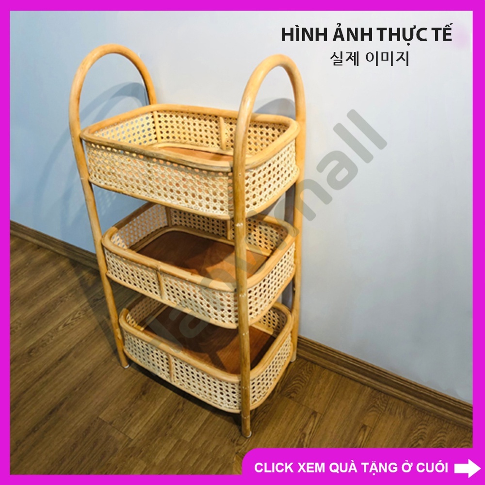 Kệ đựng đồ 3 tầng làm từ mây Kệ mây thủ công loại lớn 90x47x30 Kệ mây xuất khẩu