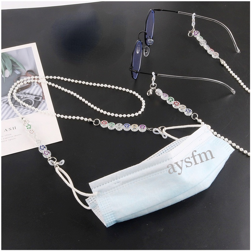Dây Đeo Mắt Kính Bằng acrylic Trong Suốt In Hình Mặt Cười Dễ Thương