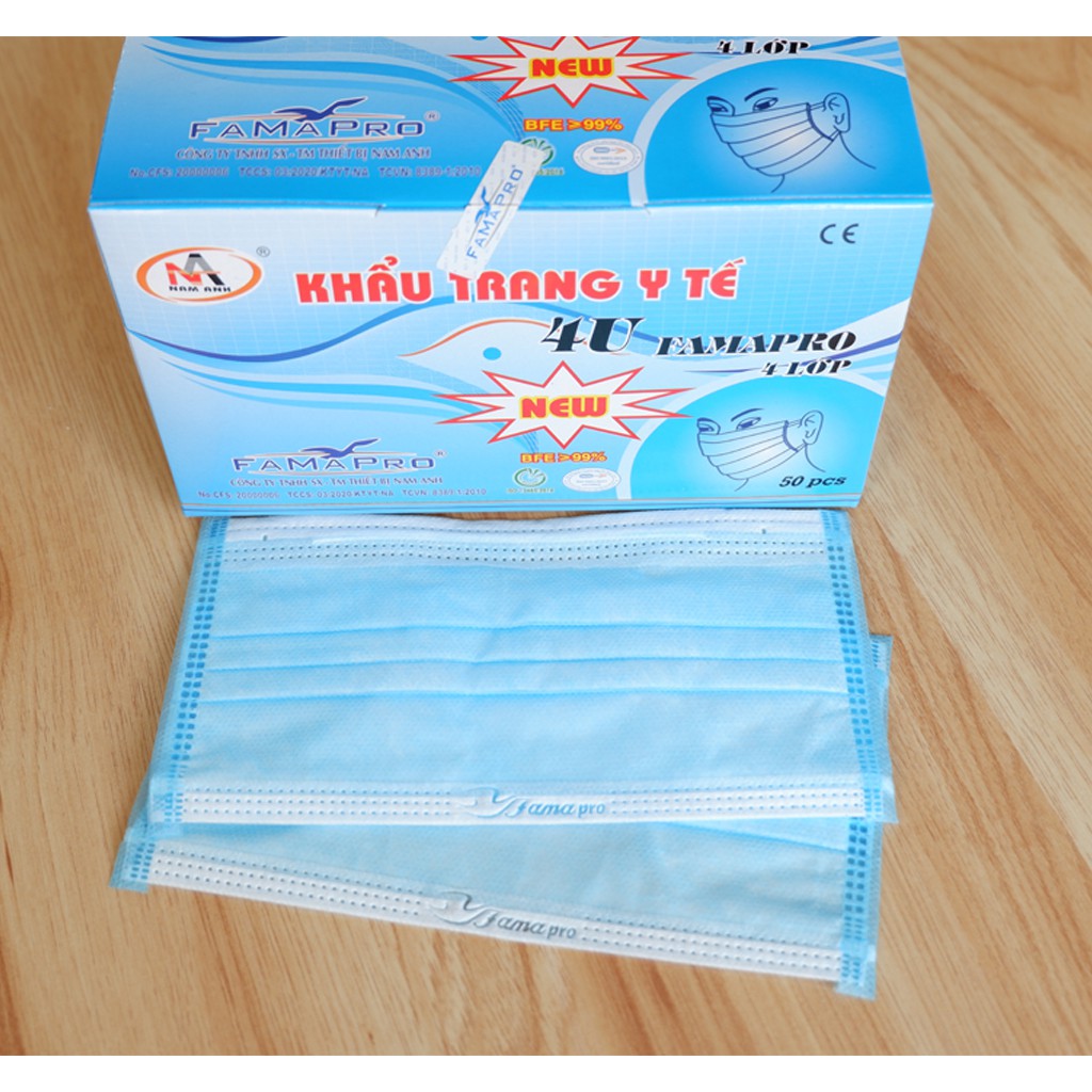 Hộp 50 cái khẩu trang y tế Nam Anh. 4 Lớp, kháng khuẩn Đủ loại Đủ Màu NCC Mr Dũng - lesidung