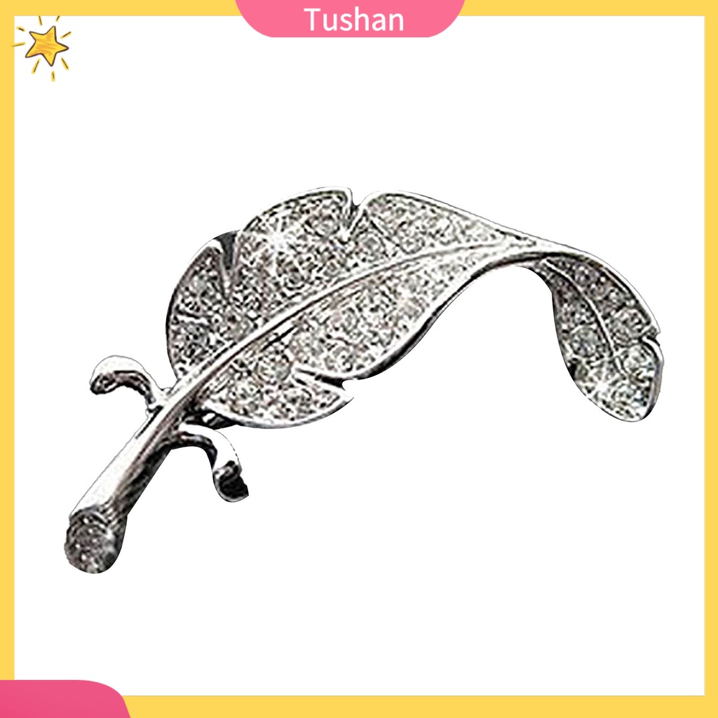 Trâm Cài Hình Chiếc Lá Bằng Bạc Đính Đá Thời Trang